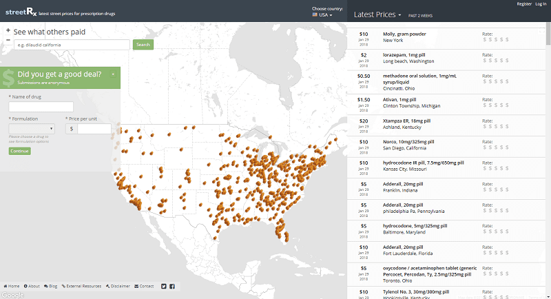 The StreetRx Program captures the “black market” or “street price” of prescription drugs by employing crowdsourcing principles.